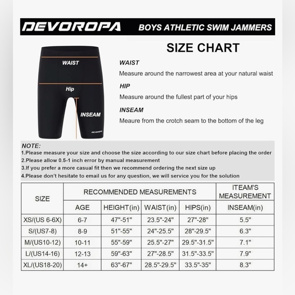 DEVOROPA Swim Jammers Youth Competitive Quick Dry Athletic Shorts UPF 50+ - Picture 11 of 11